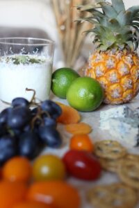 An image of pineapple and lime fruit.