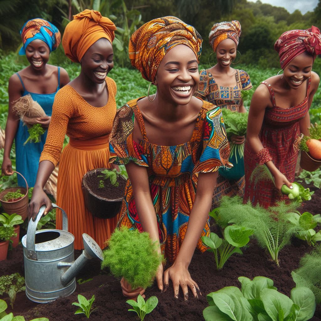 An image of rural women farming to improve the economy