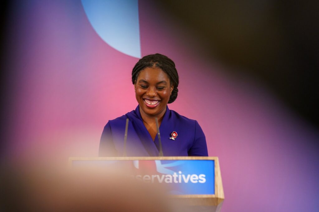 The newly elected leader of the Conservative Party in the United Kingdom, Kemi Badenoch.