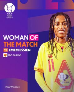 Emem Essien wins “Woman of the Match.”