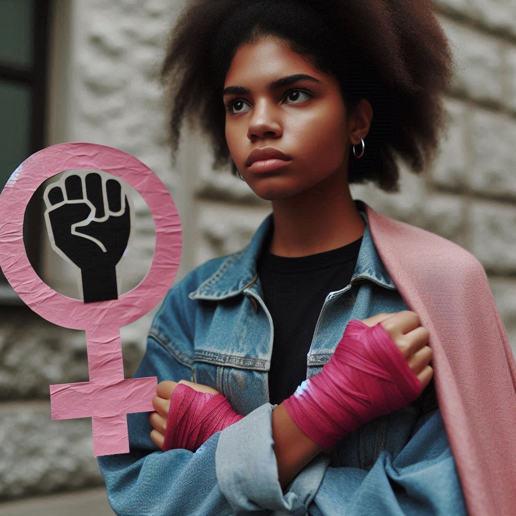 A young black girl showing solidarity against gender-based violence.