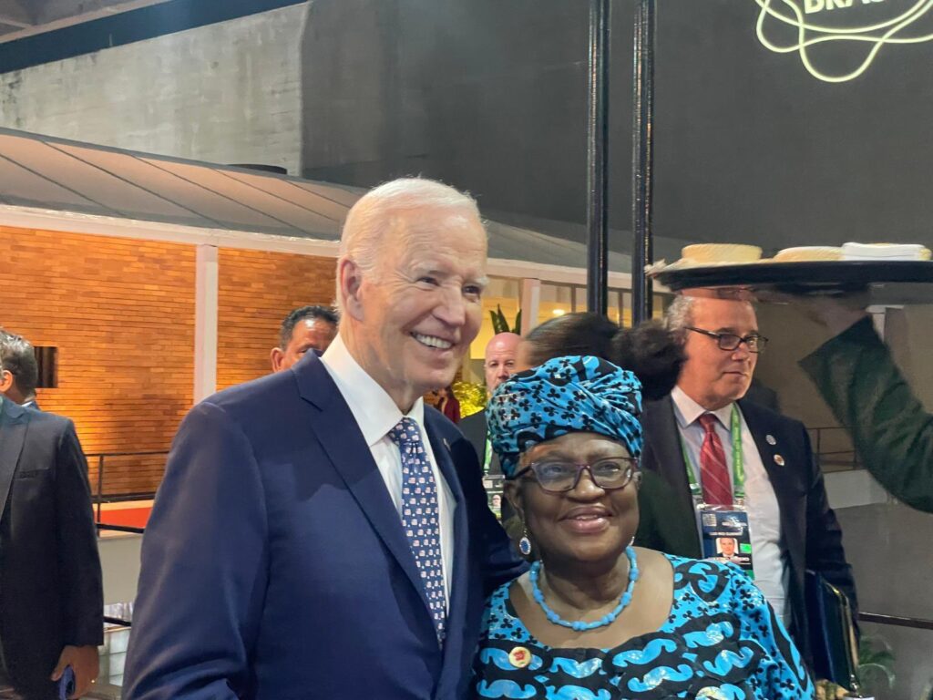 President Joe Biden takes a picture with Director-General of the World Trade Organization, Ngozi Okonjo-Iweala.