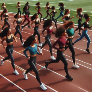 A photo of black women running.