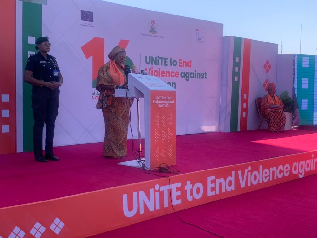 Minister for Women’s Affairs Imaan Sulaiman-Ibrahim at Nigeria's 16 Days of Activism event.