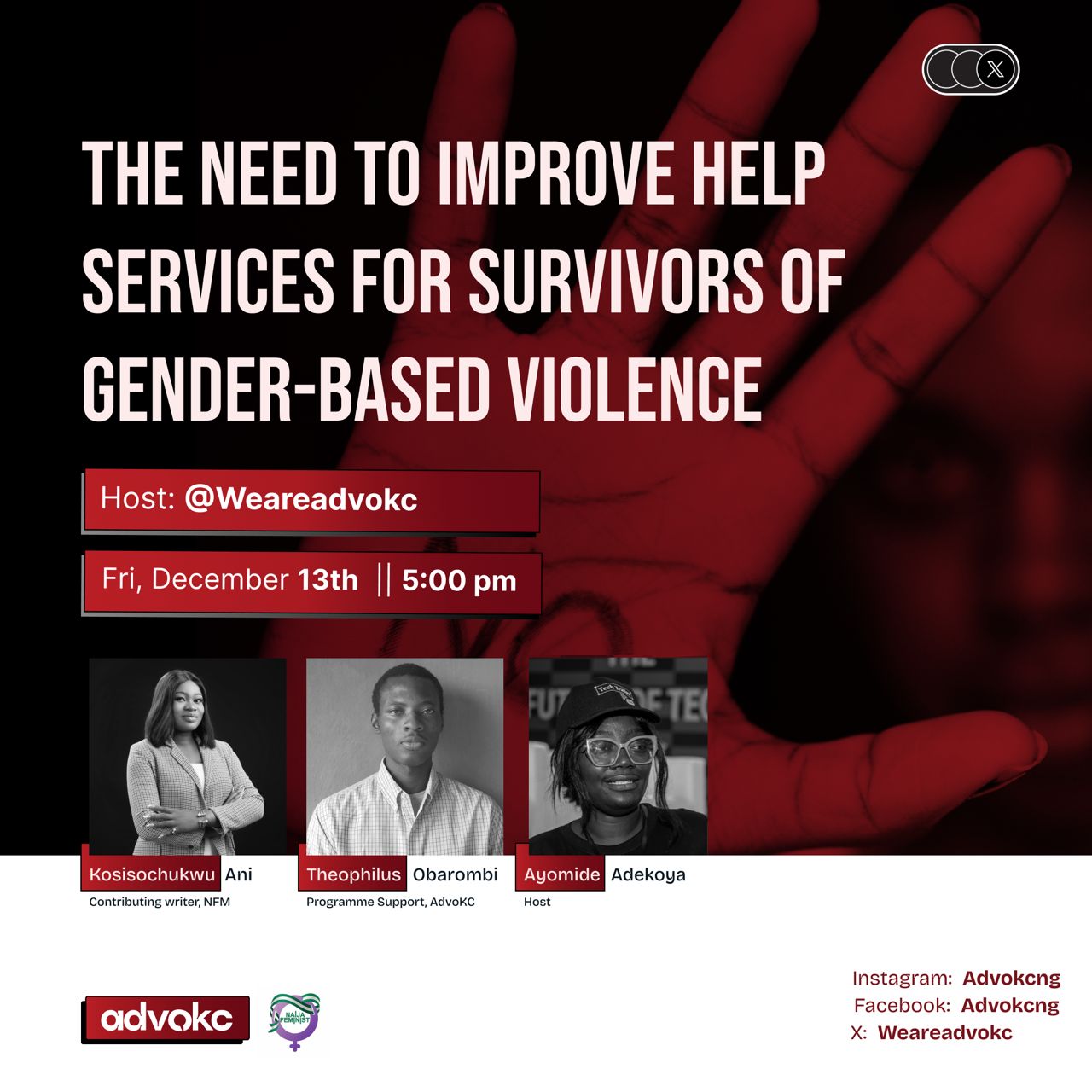 Read more about the article NFM, AdovKC set to host X space on how to support GBV survivors