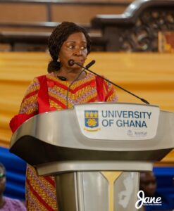 VP Naana Jane delivering a speech at the annual New Year school.