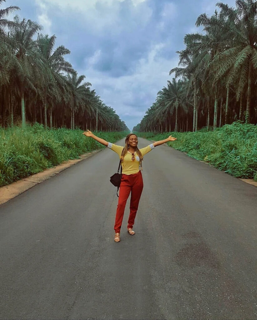 A Nigerian woman solo-travelling.