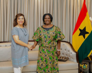 Ghana’s Vice President, Prof. Naana Jane Opoku-Agyemang, met with Her Excellency Norma Ang Sánchez