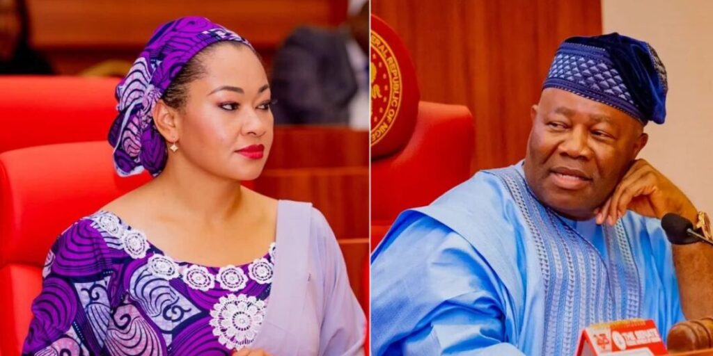 A photo collage of Senator Natasha Akpoti-Uduagha and Senator Godswill Akpabio. Photo source: The Guardian