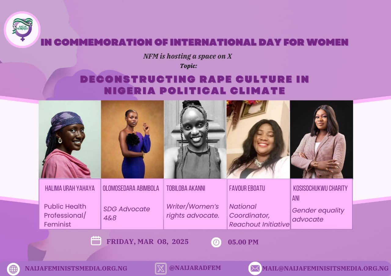 Read more about the article NFM to Host X Space on IWD on Rape Culture in Nigeria Politics