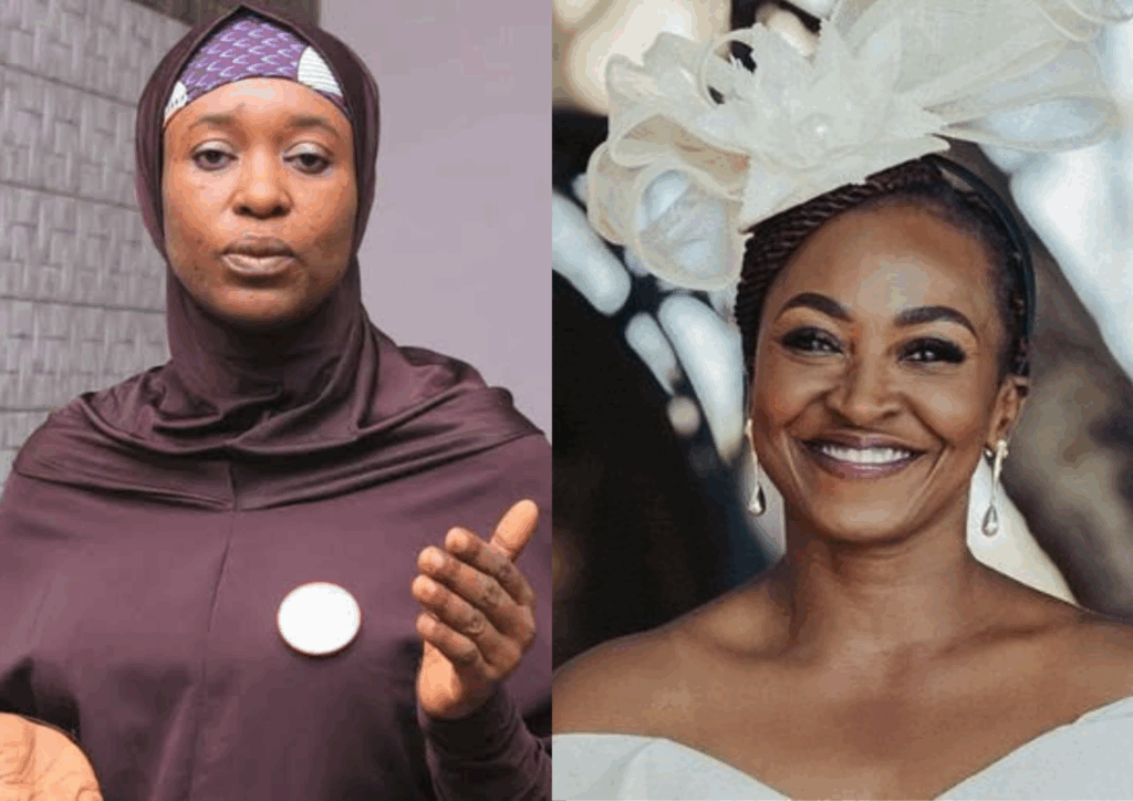 Photo collage of Aisha Yesufu and Kate Henshaw