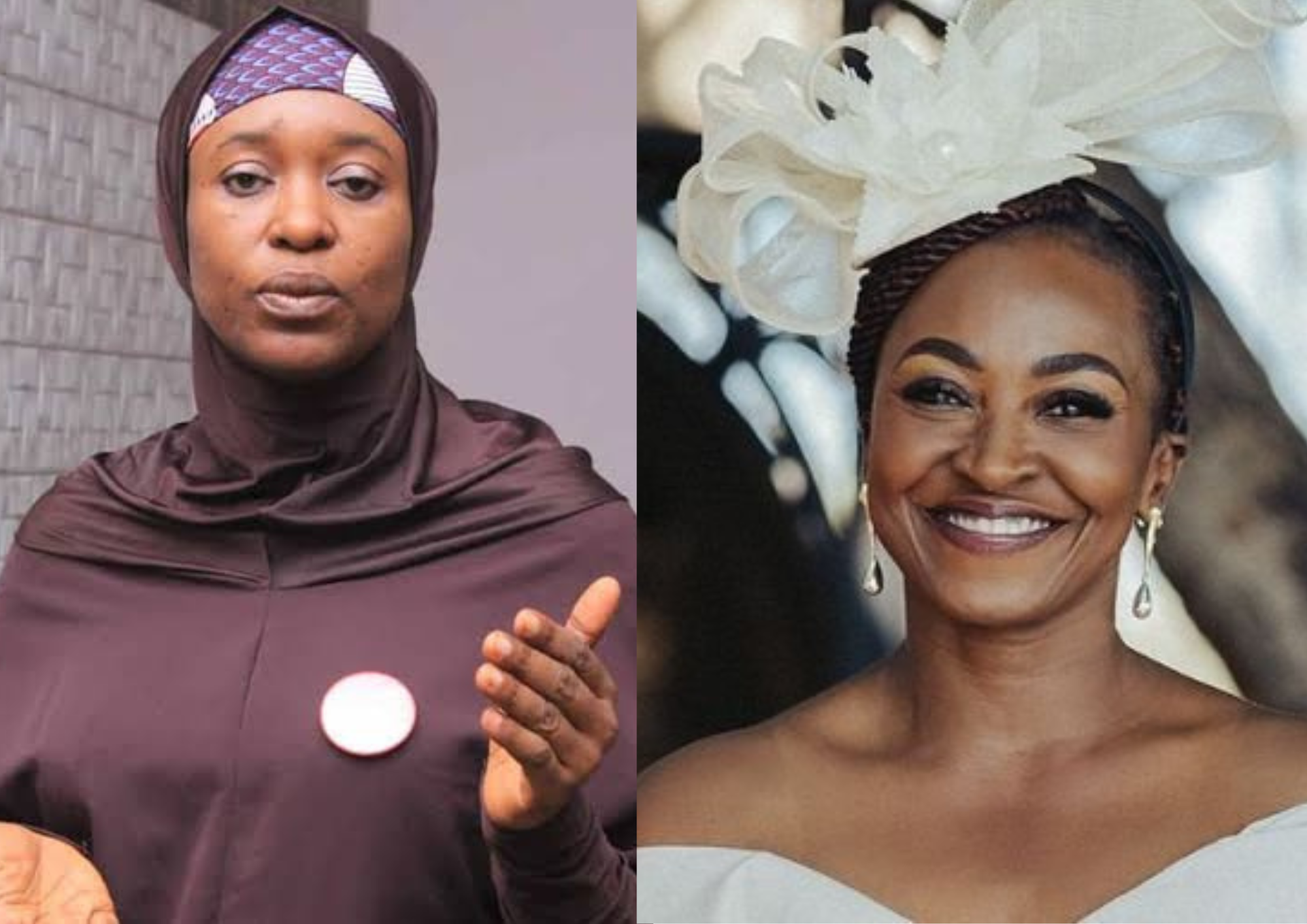 Photo collage of Aisha Yesufu and Kate Henshaw
