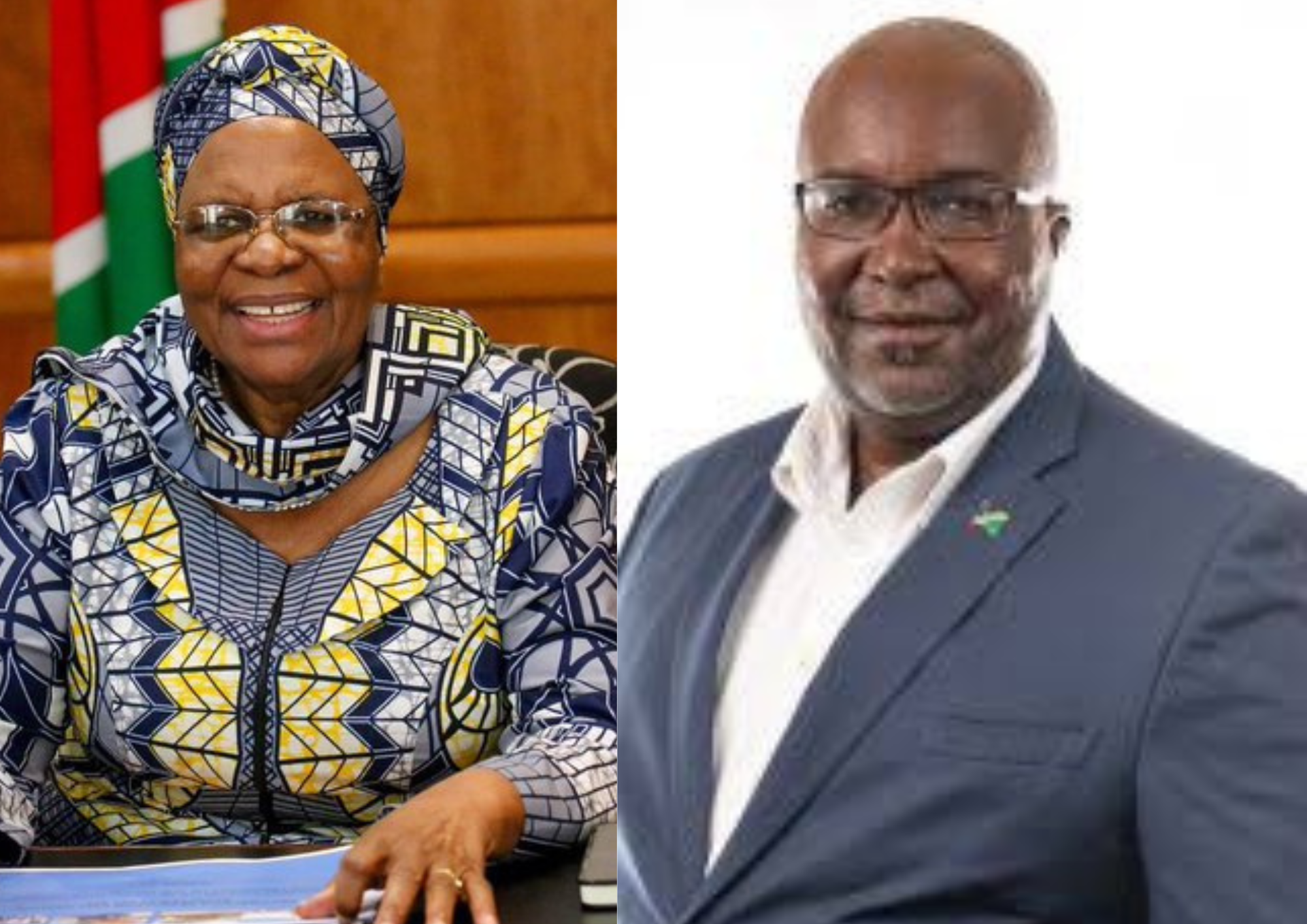 Photo collage of President Nandi-Ndaitwah and Mac-Albert Hengari