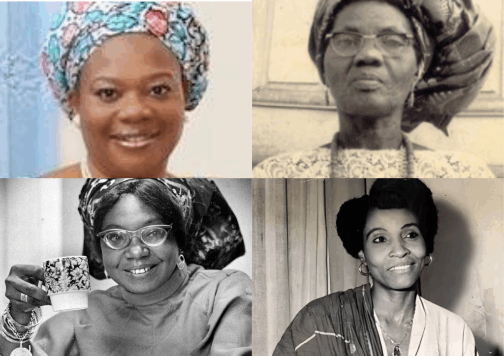 Photo collage of Dora Akunyili, Funmilayo Ransome-Kuti, Flora Nwapa and Margaret Ekpo.