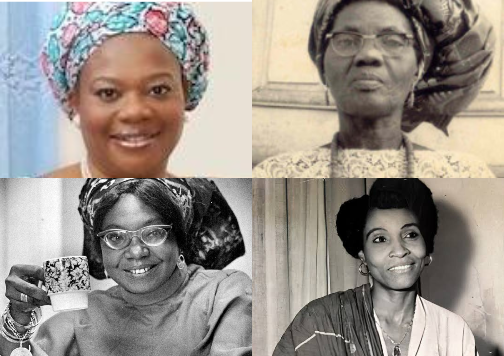 Photo collage of Dora Akunyili, Funmilayo Ransome-Kuti, Flora Nwapa and Margaret Ekpo.