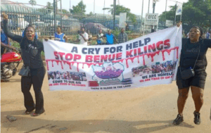 Benue youth protesting. Photo source: Point Blank