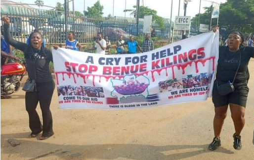 Benue youth protesting. Photo source: Point Blank