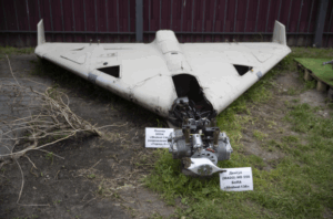 Wreckage of a Shahed-136 UAV with a Mado engine in Kyiv. Credit: Kyiv City State Administration