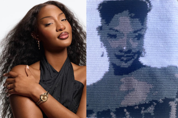 Hand-Crocheted Portrait of Tems. Photo Source: @If3oluwacreates(X)