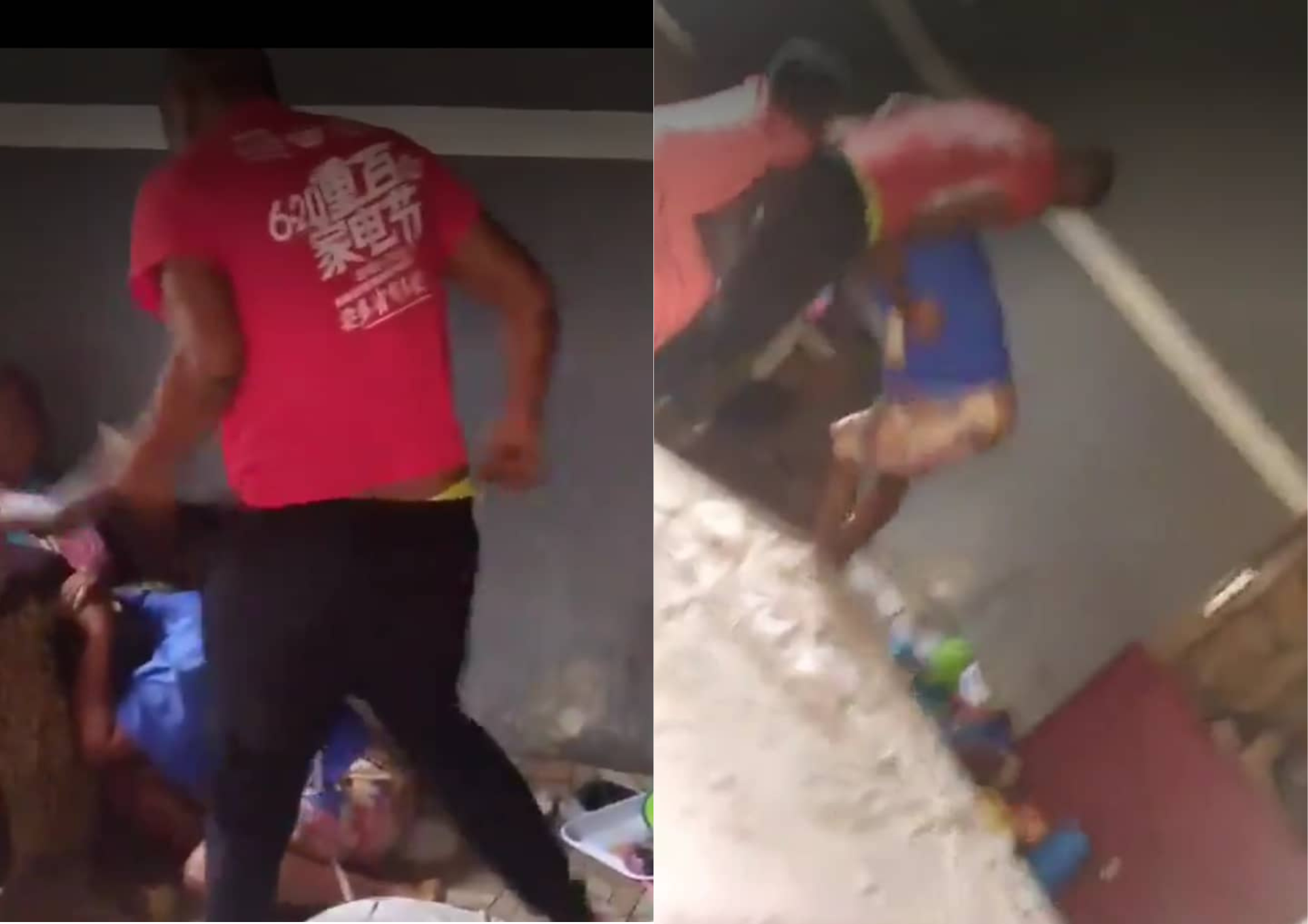 Screenshots from the video of the police officer beating his wife.
