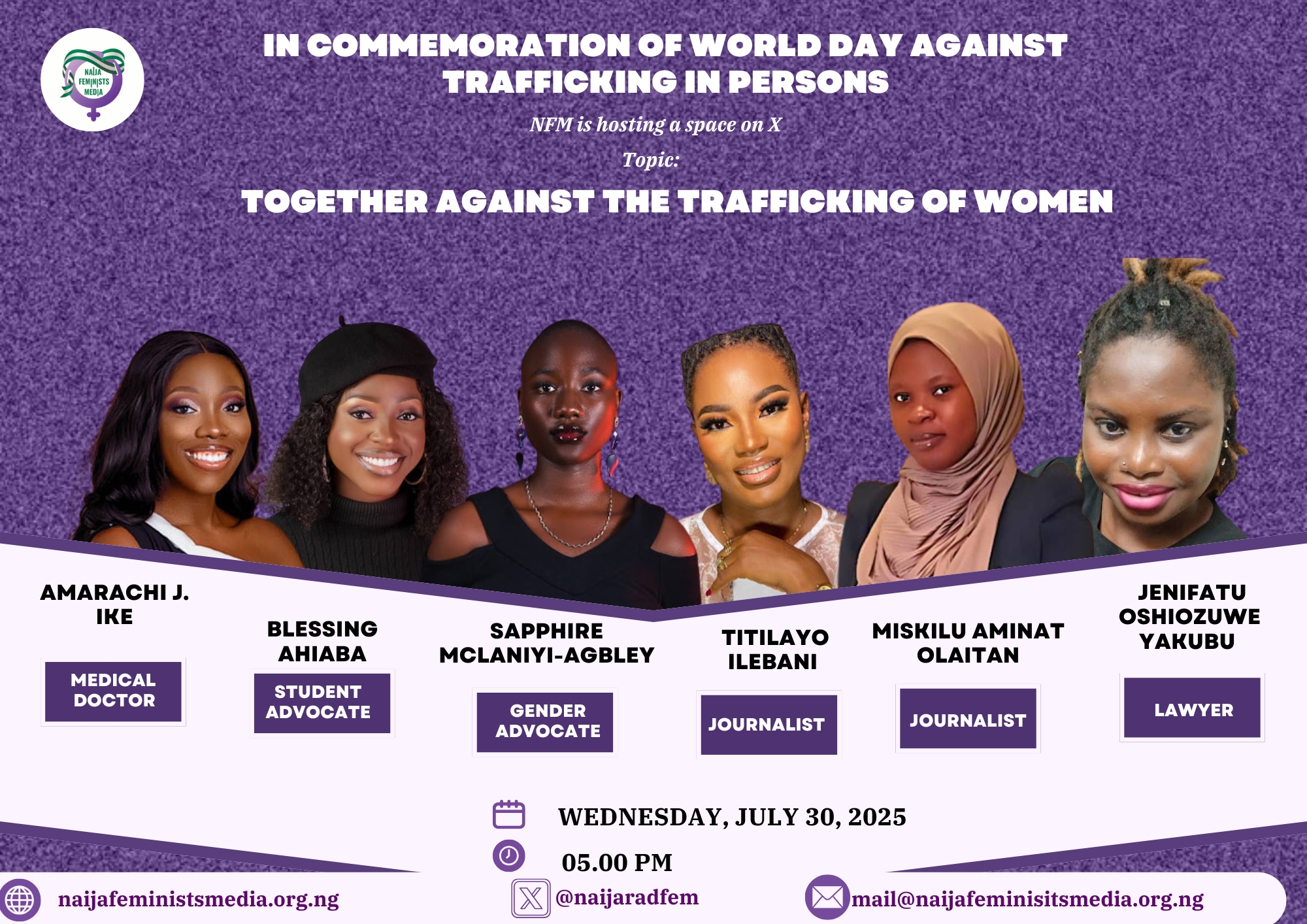 NFM X space on tackling the trafficking of Women and Girls. Photo source: Naija Feminists media