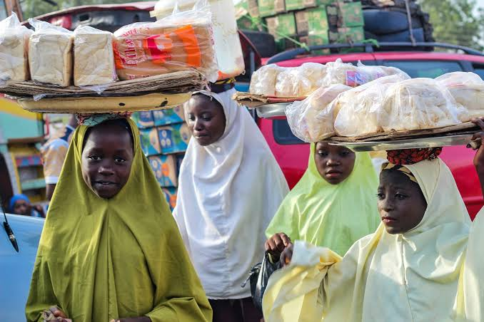 Nigerian young girls hawking. Photo credit: Web