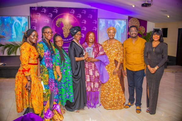 Amina Oyagbola, Lifetime Achievement Awardee at the PAWENpreneur Awards 2023, with PAWEN Founder and well-wishers. Photo source: PAWEN