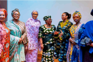 Hajia Nana Kashim Shetima, Hajiya Imaan Sulaiman-Ibrahim, Dr Bosun Tijani, Ms Nonye Ayeni, Dr Jumoke Oduwole and Ngozi Okonjo-Iweala at the WEIDE Fund event. Photo source: Joduwole on X