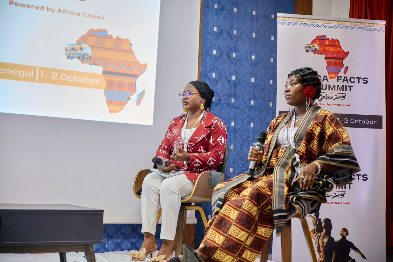 Panelist Kangaye Sangare of Benbere and NFM Founder Simbiat Bakare the Africa Facts Summit. Photo source: Naija feminists media