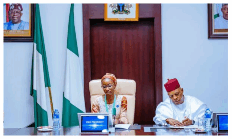 Joy Ogah and Kashim Shettima. Photo Source:@officialSKSM