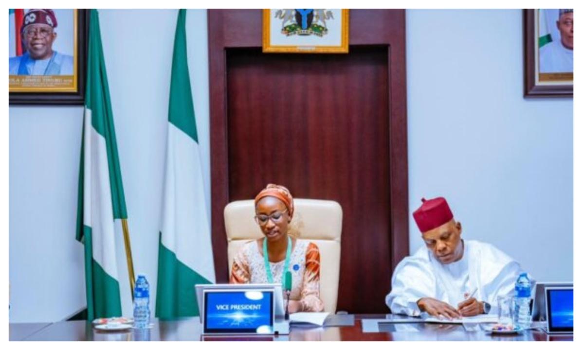 Joy Ogah and Kashim Shettima. Photo Source:@officialSKSM