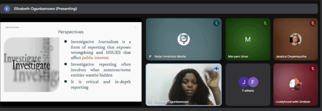 Elizabeth Ogunbamowo training fellows on investigative journalism. Photo source: Naija Feminists Media