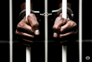 A man in handcuffs. Photo Source: Bard.