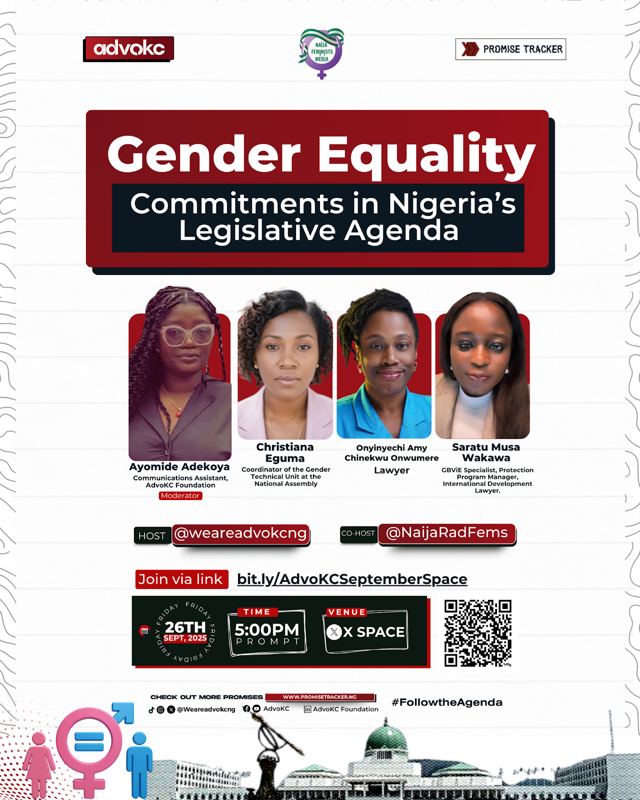 X space discussion on Gender Equality Gaps in the Police Act and Labour Act. Photo source: AdvoKC Foundation