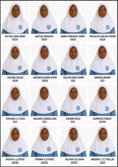 The abducted schoolgirls in Kebbi state. Photo source: Twitter