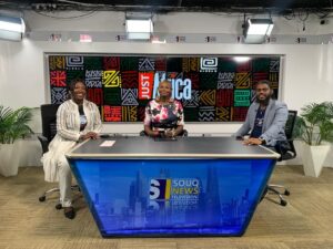 On Women 5 Simbiat Bakare discussing solutions for GBV on Souq News Television. Photo source: Naija Feminists Media.