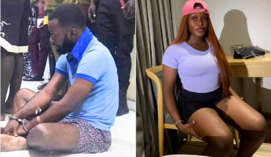 Photo collage of the killer Lintex Ogale and Deborah Moses. Photo source: Daily Post