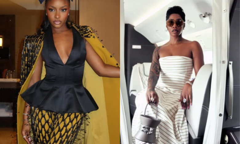 Photo collage of Ayra Starr and Tiwa Savage