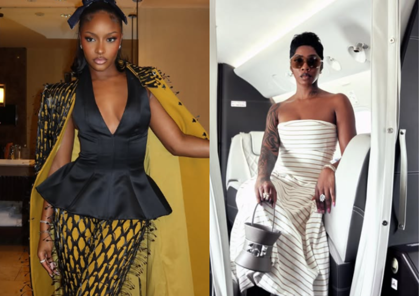 Photo collage of Ayra Starr and Tiwa Savage