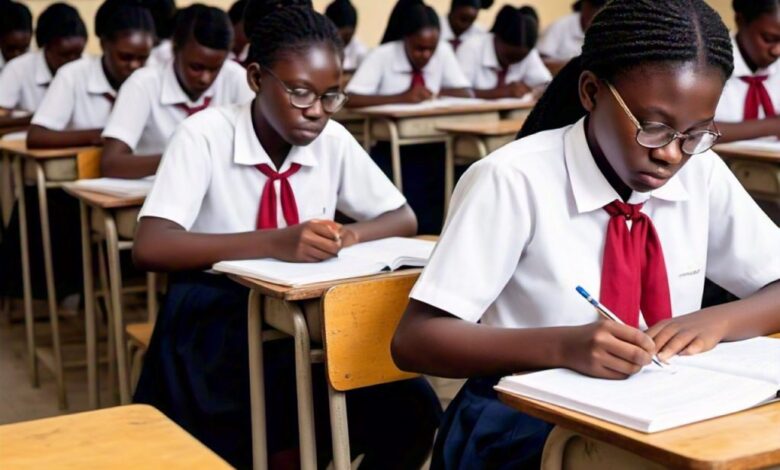 Female students writing exams. Photo credit: web