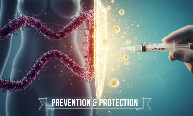 Image representation of cervical cancer and the HPV vaccine. Photo Source: Gemini.