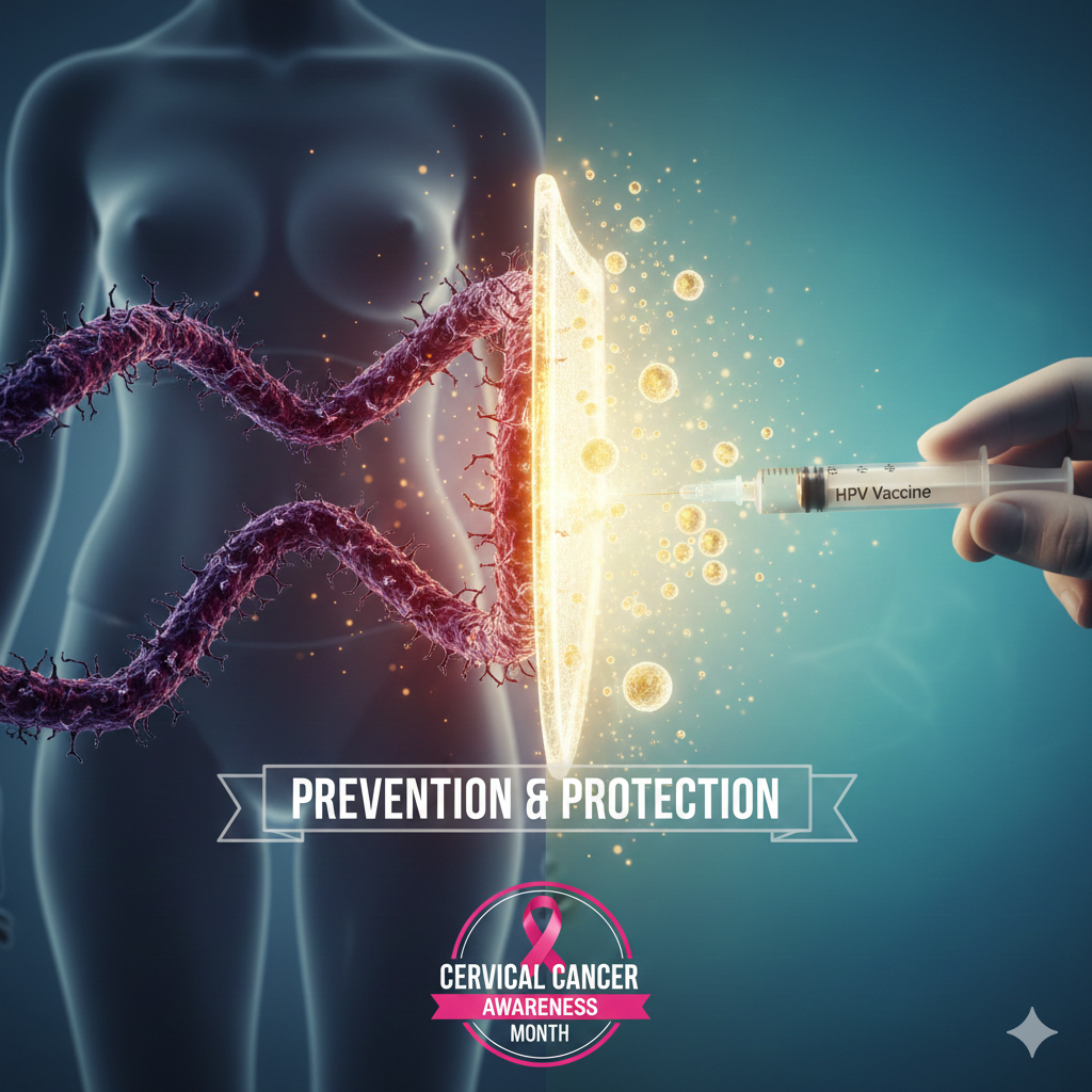 Image representation of cervical cancer and the HPV vaccine. Photo Source: Gemini.