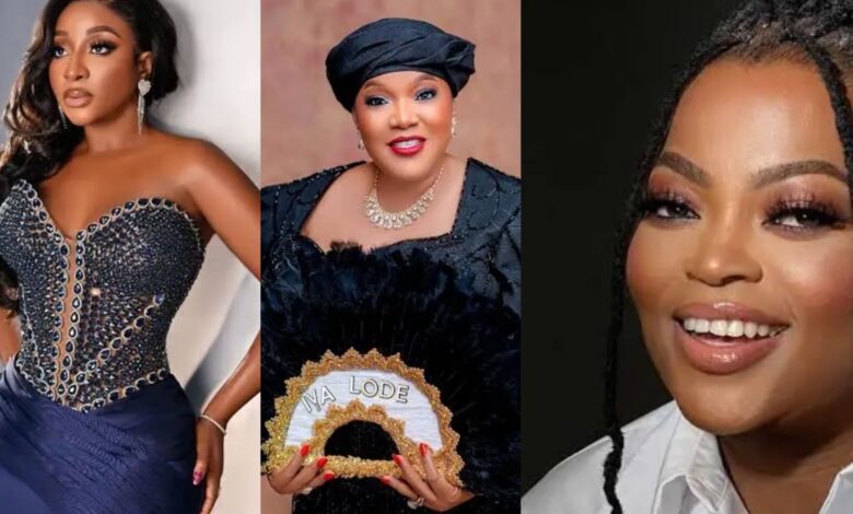 A collage of Ini Edo, Toyin Abraham and Funke Akindele