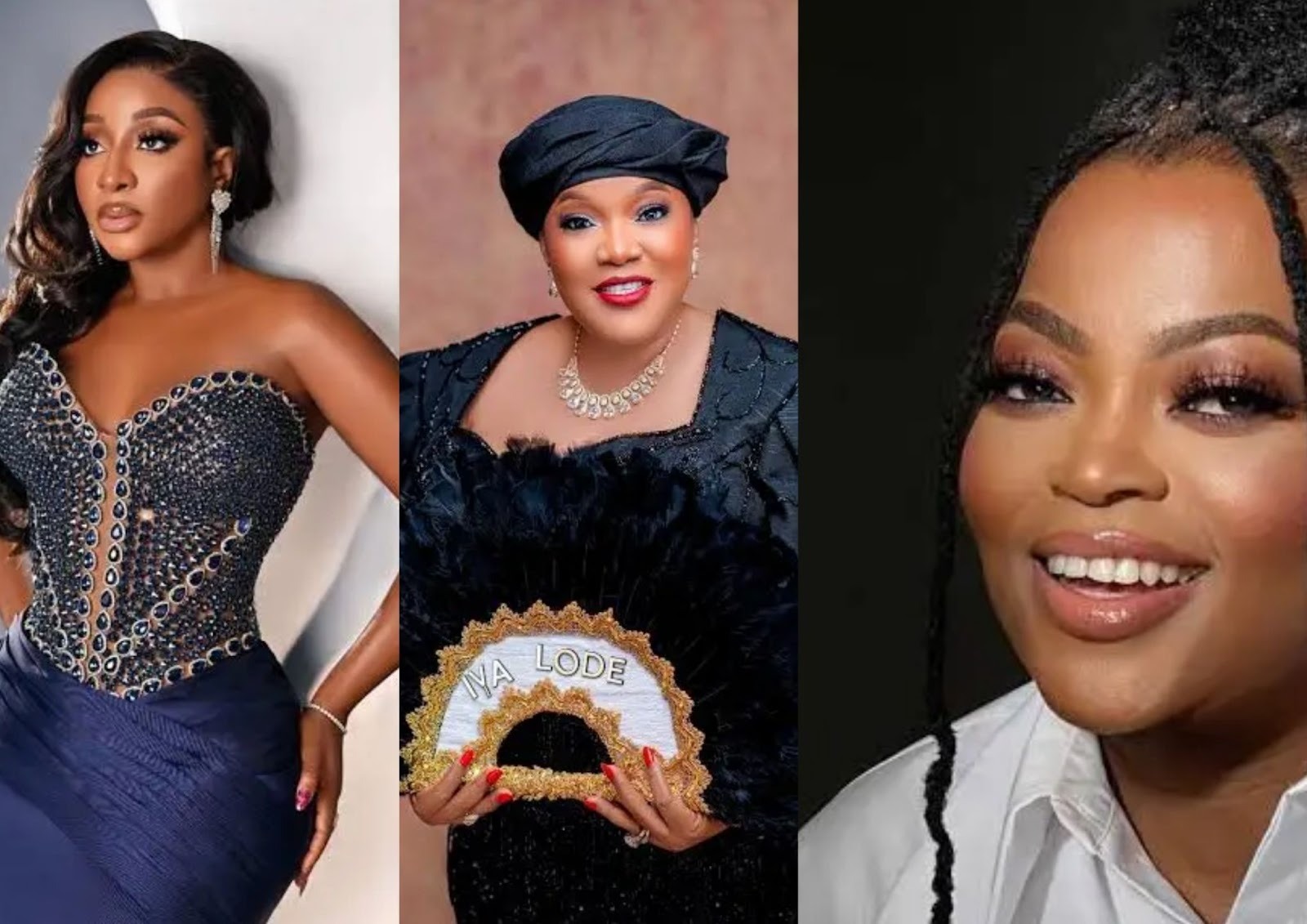 A collage of Ini Edo, Toyin Abraham and Funke Akindele