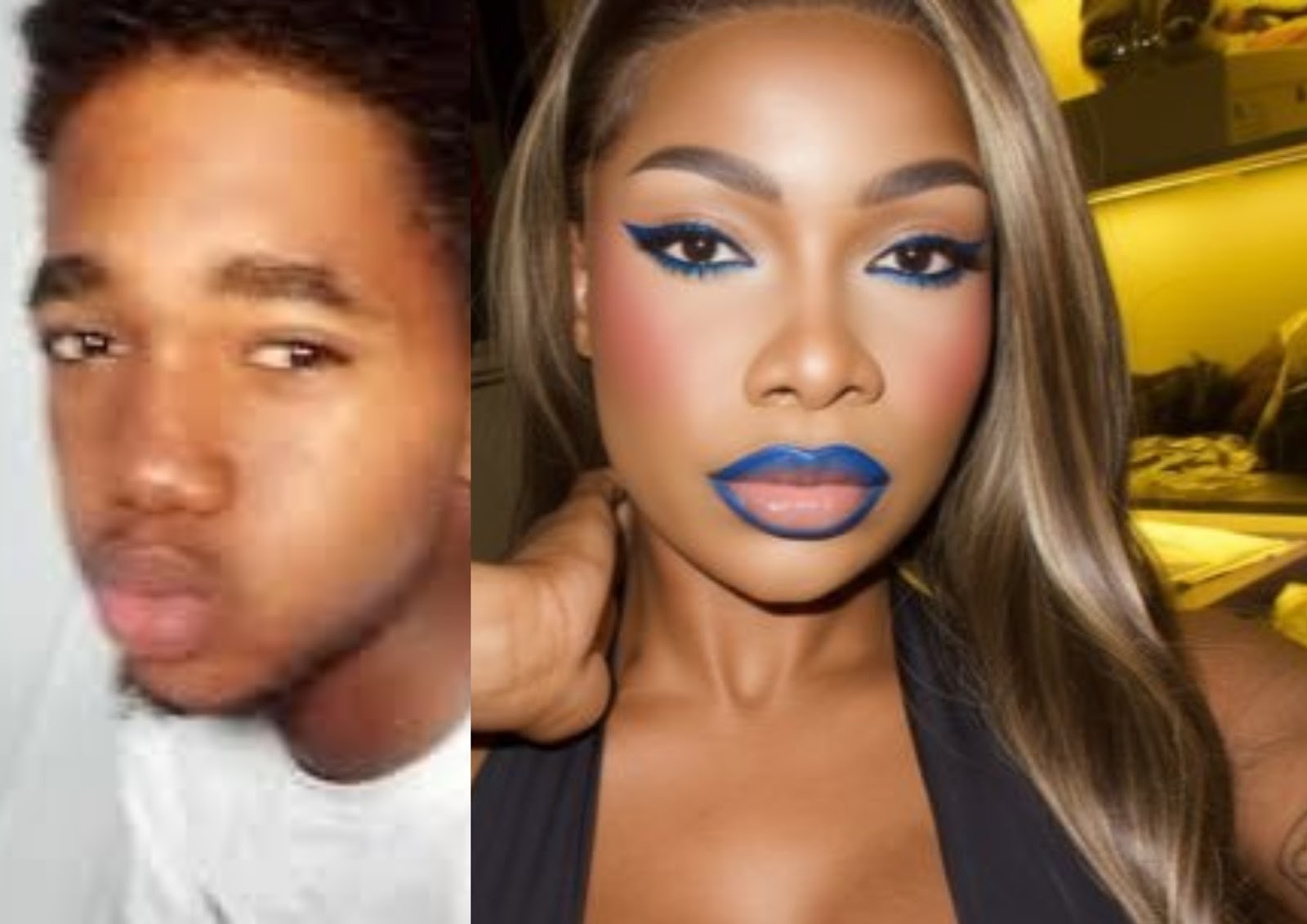 A collage of Tacha and the Twitter X user