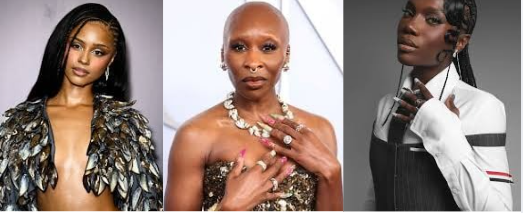 Photo collage of Tyla, Doechii and Cynthia Erivo