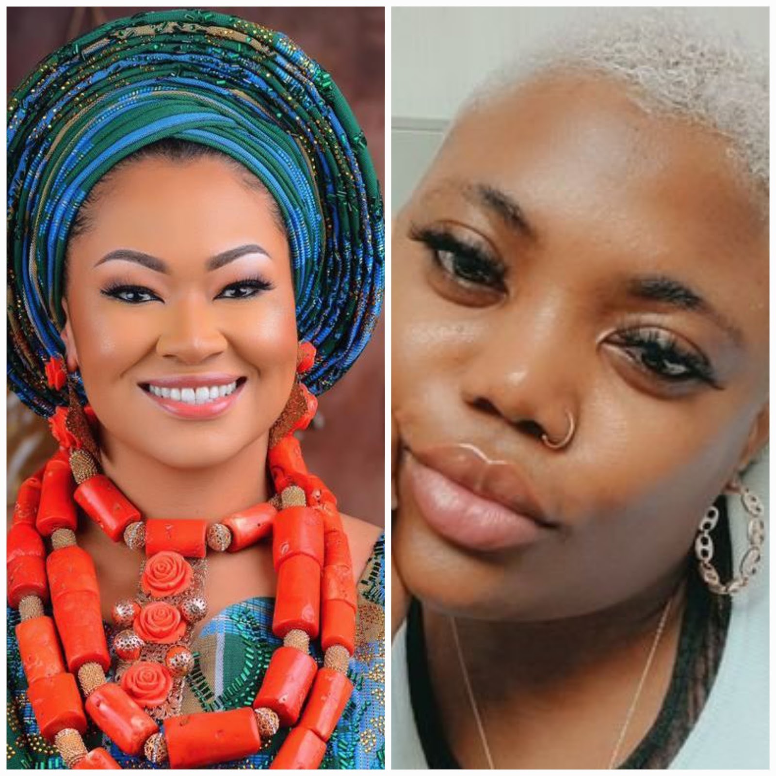 A collage of Senator Natasha Akpoti-Uduaghan and Izzy Ogbeide. Photo credit: NFM