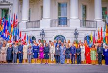 Senator Oluremi Tinubu with First Ladies of 44 nations at the Fostering the Future Together Summit. Source: Twitter