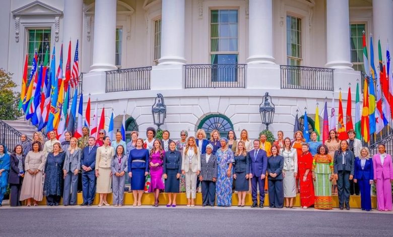 Senator Oluremi Tinubu with First Ladies of 44 nations at the Fostering the Future Together Summit. Source: Twitter