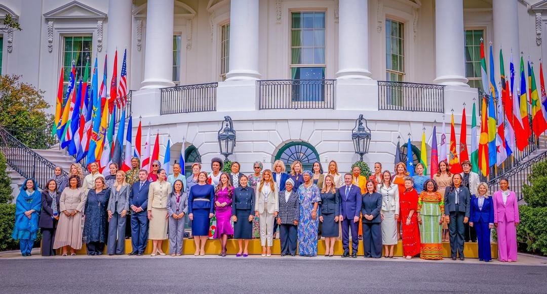 Senator Oluremi Tinubu with First Ladies of 44 nations at the Fostering the Future Together Summit. Source: Twitter